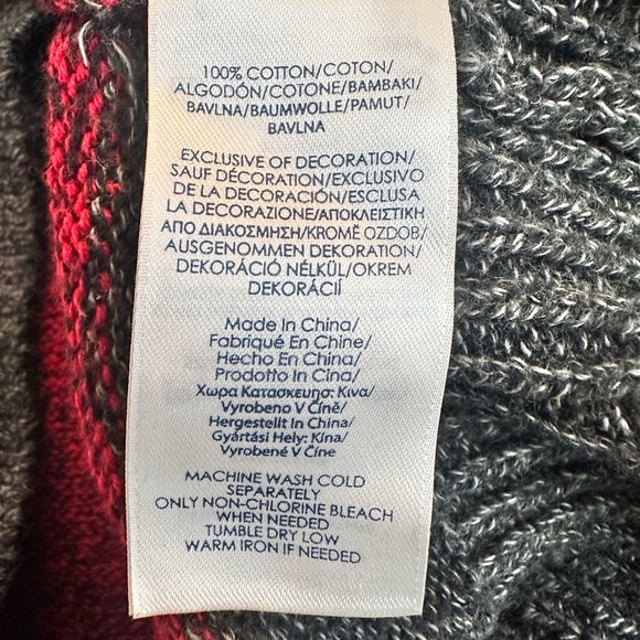 Chaps Sweater Mens Med Red & Gray Pullover Henley Mock Neck - Picture 14 of 15